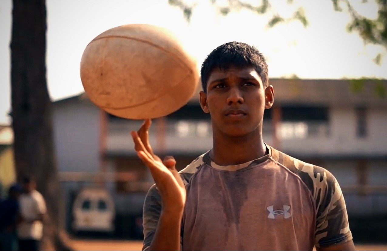 Rugby player with the ball